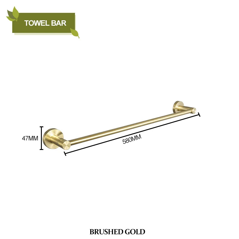 DecorBites™ Brushed Gold Bathroom Hardware Set with Stainless Steel Towel Bar & Paper Holder