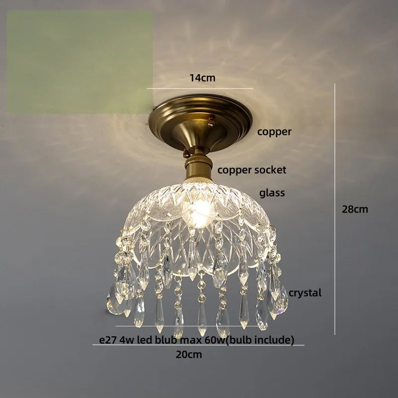DecorBites™ Glass Grid LED Ceiling Lamp: Luxury Crystal Nordic Copper Ceiling Lights