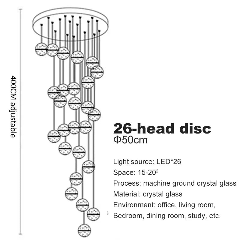 DecorBites™ Crystal Ball LED Chandelier for Modern Living Room & Bedroom décor