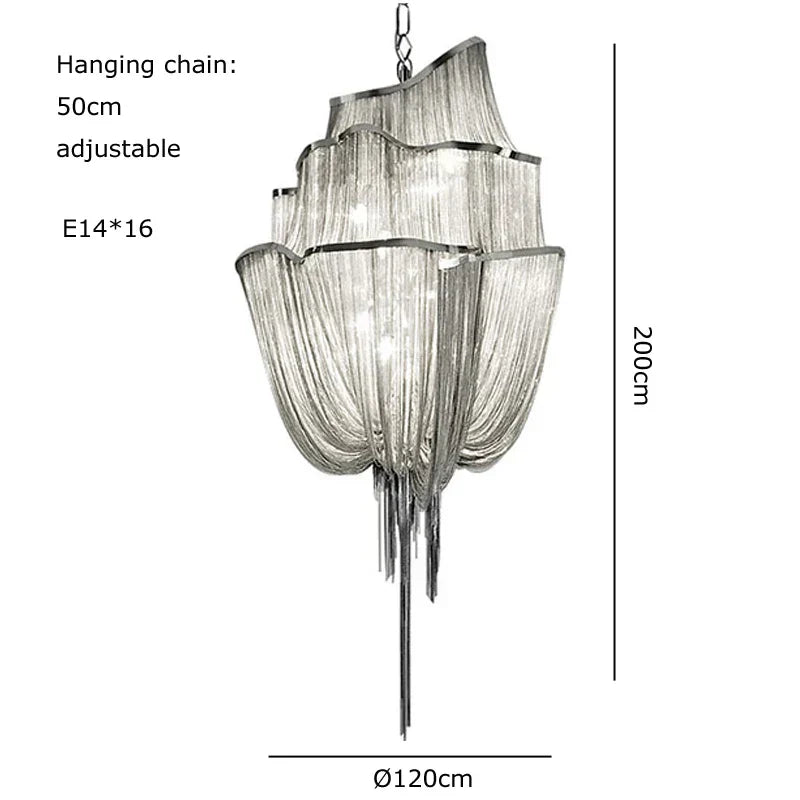 DecorBites™ Gold Tassel Chain Chandelier LED Hanging Lamp Lustres for Dining Room