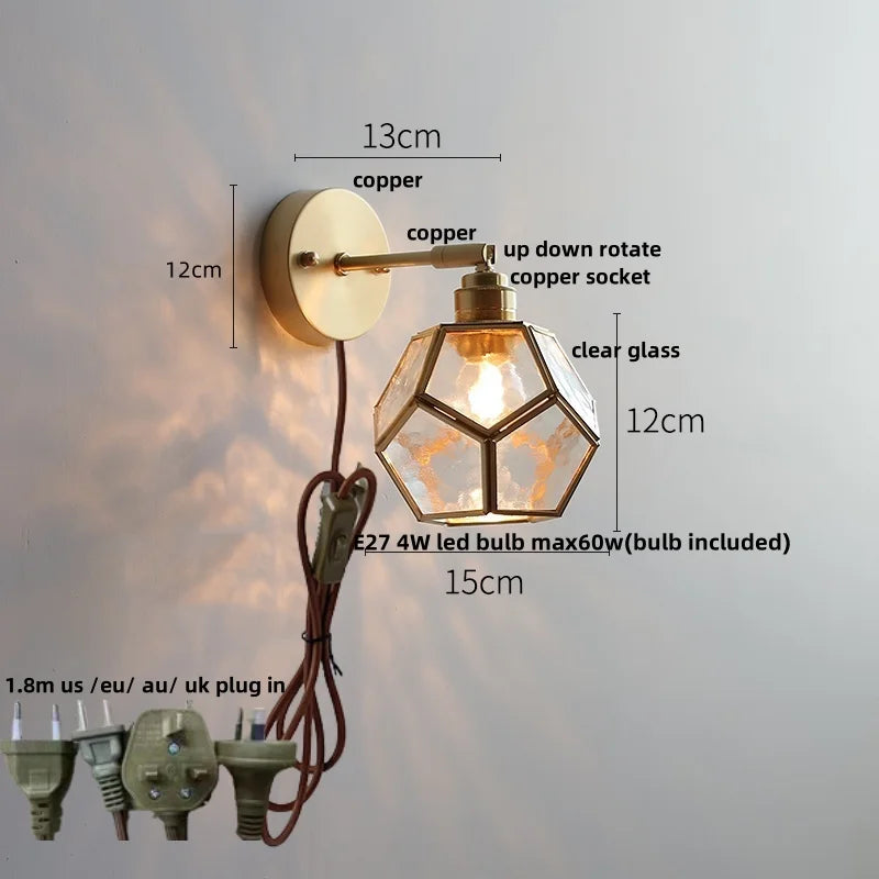 DecorBites™ Colorful Square Glass LED Wall Lights with Pull Chain Switch, Tiffany Style