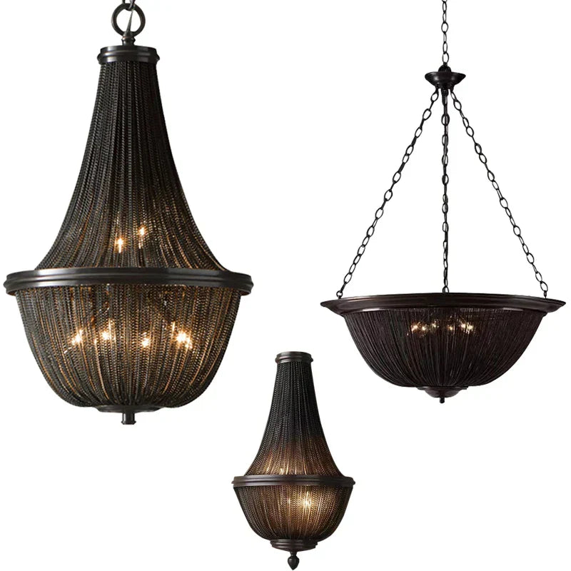 DecorBites™ Black Tassel Ceiling Chandelier: Designer Dimmable Home Decor for Living Room