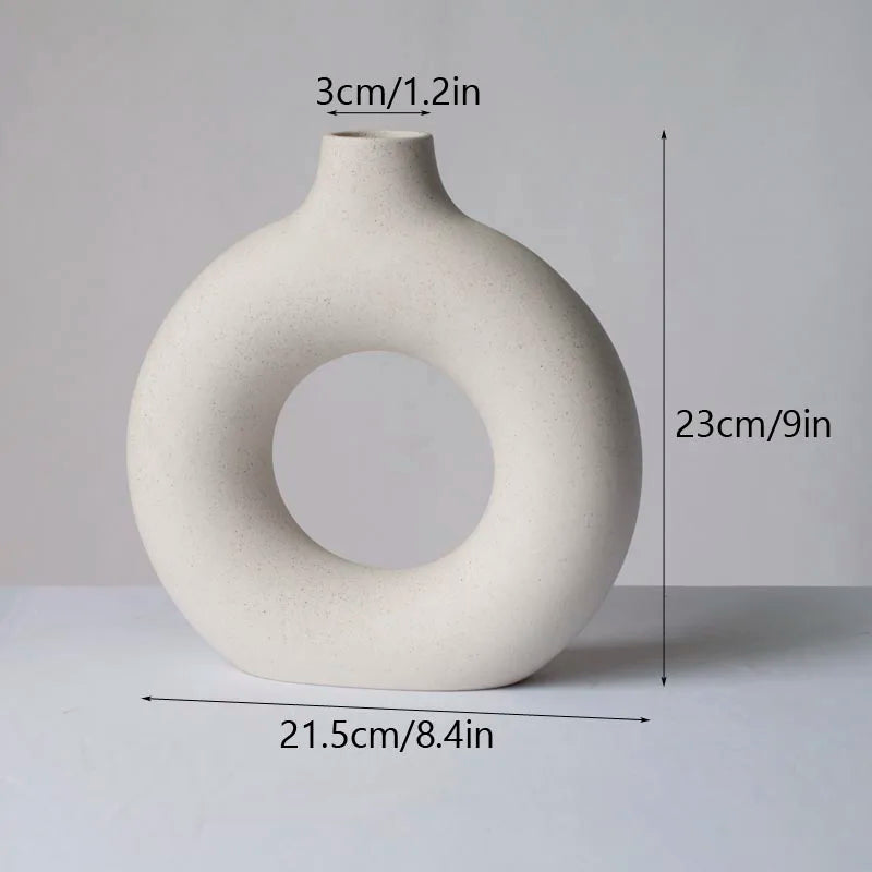 DecorBites™ Ceramic Donut Vase: Nordic Art Pampas Grass Home Decor Office Living Room