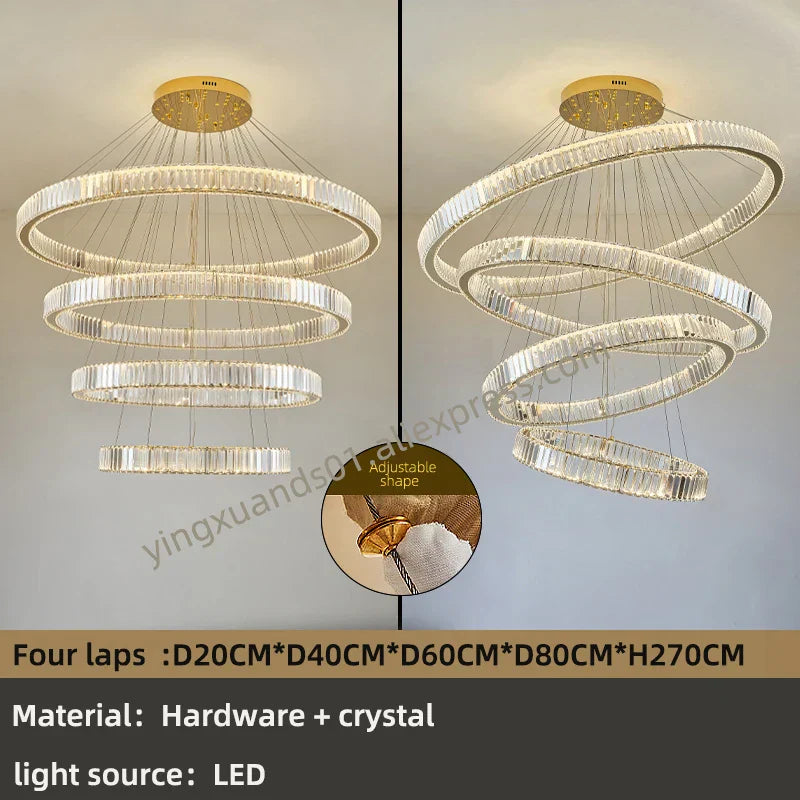 DecorBites™ Crystal Chandelier: Modern Luxury Golden Lighting for Villa, Duplex Hall