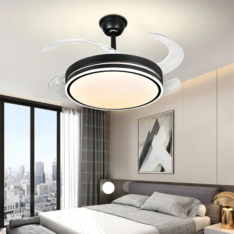 DecorBites™ LED Fan Lamp: Modern Invisible Ceiling Chandelier for Living Room, Bedroom & Dining Room