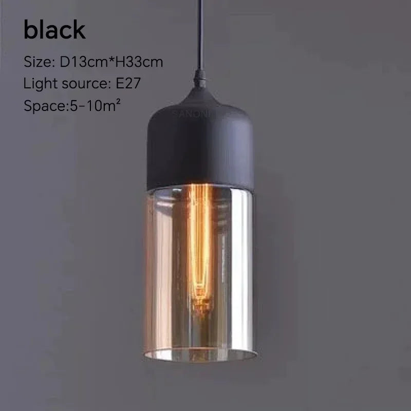 DecorBites™ Glass Wood Chandelier LED Pendant Light Fixture for Living Dining Bedroom