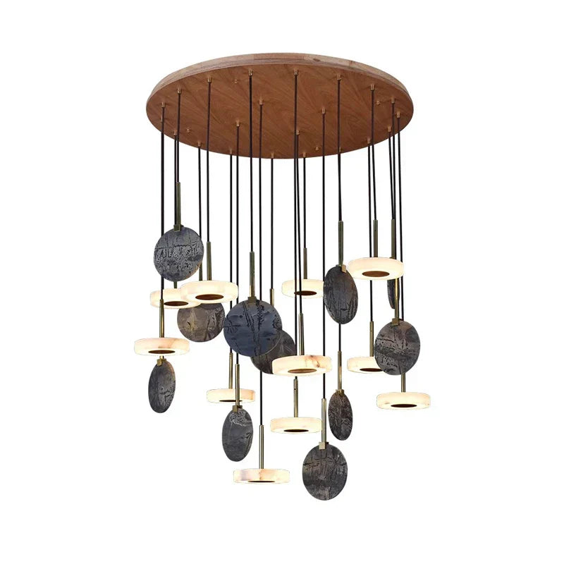 DecorBites™ Burlywood Marble LED Ceiling Chandelier for Living Room