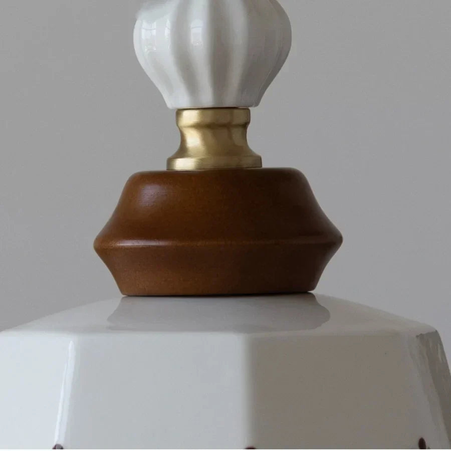 DecorBites™ Brown Wood Ceramic Tassel LED Pendant Lights for Modern Interior Lighting