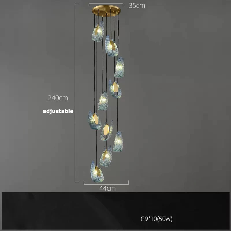 DecorBites™ Blue Queen Crystal Glass LED Ceiling Chandelier - Elegant Lighting Fixture for Living Room
