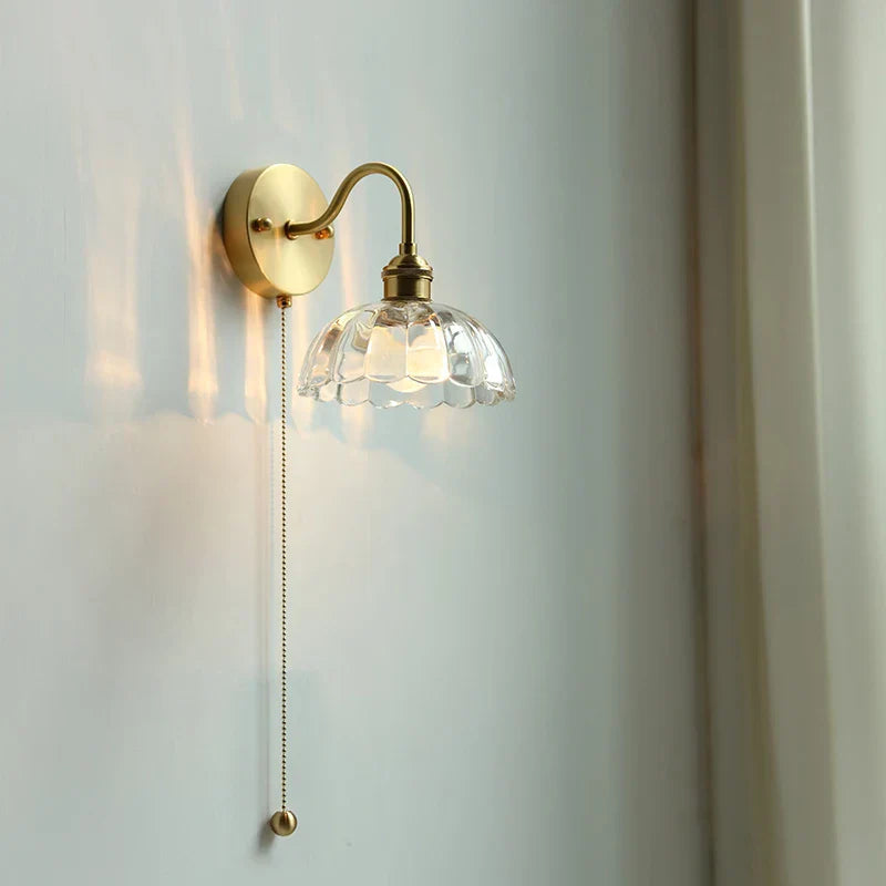 DecorBites™ Clear Glass LED Wall Sconce Pull Chain Switch Modern Stair Light