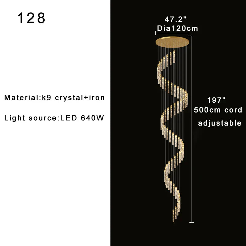 DecorBites™ Crystal Chandelier for Two-storey Foyer & Circular Stairwell