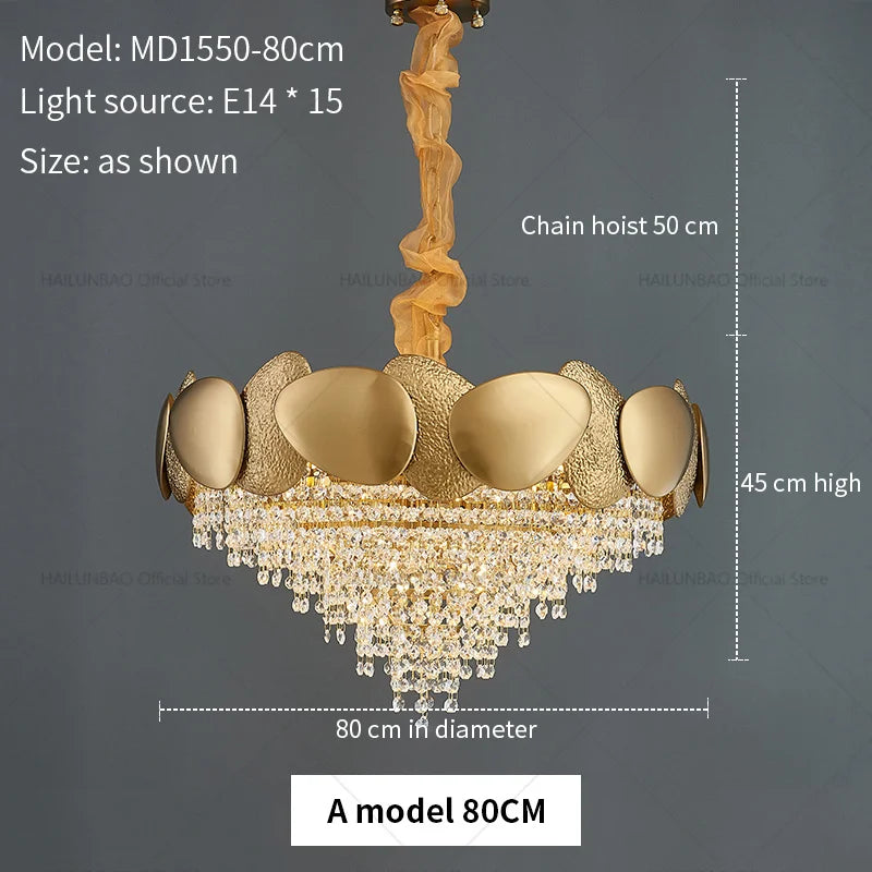 DecorBites™ Elegant Crystal Chandelier for Villa Hotel Project Bedroom Restaurant Living Room