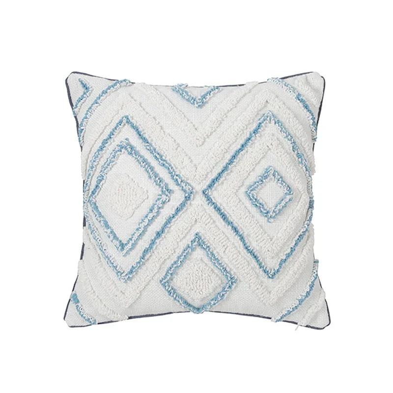 DecorBites™ Blue Geometric Tufted Long Waist Pillowcase Set, 30x100cm