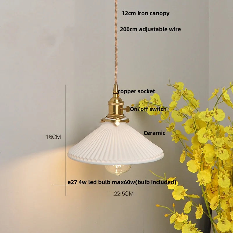 DecorBites™ Ceramic Knob Switch LED Pendant Light, Nordic Modern Hang Lamp