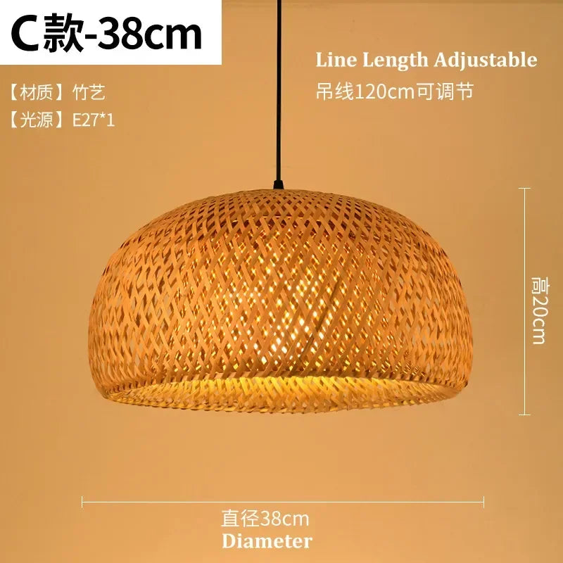 DecorBites™ Bamboo Chandelier: Handwoven LED Ceiling Pendant for Home Decor