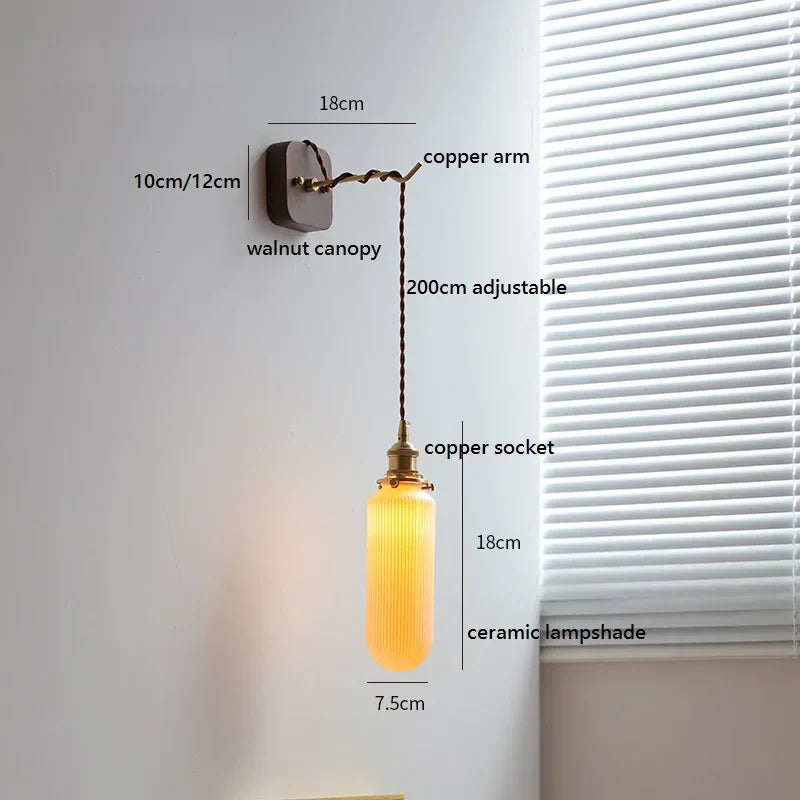 DecorBites™ Ceramic LED Wall Light: Japanese Style Fixture, Home Decor for Bedroom & Living Room