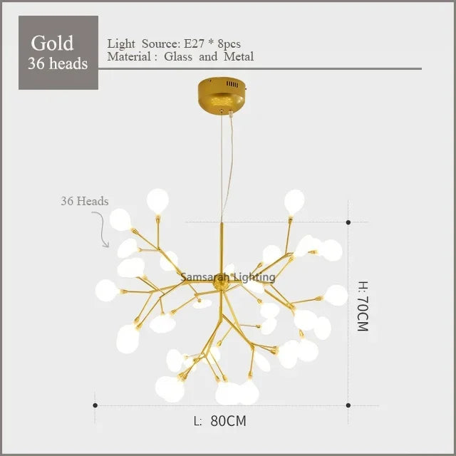 2024 DecorBites™ Nordic Firefly LED Chandelier - Ideal for Living Room, Bedroom, Dining Room