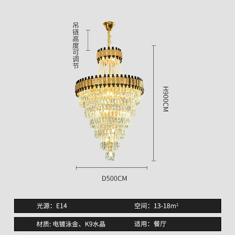 DecorBites™ Crystal Chandelier for Duplex Villa Hotel Club Banquet Hall Engineering Lighting