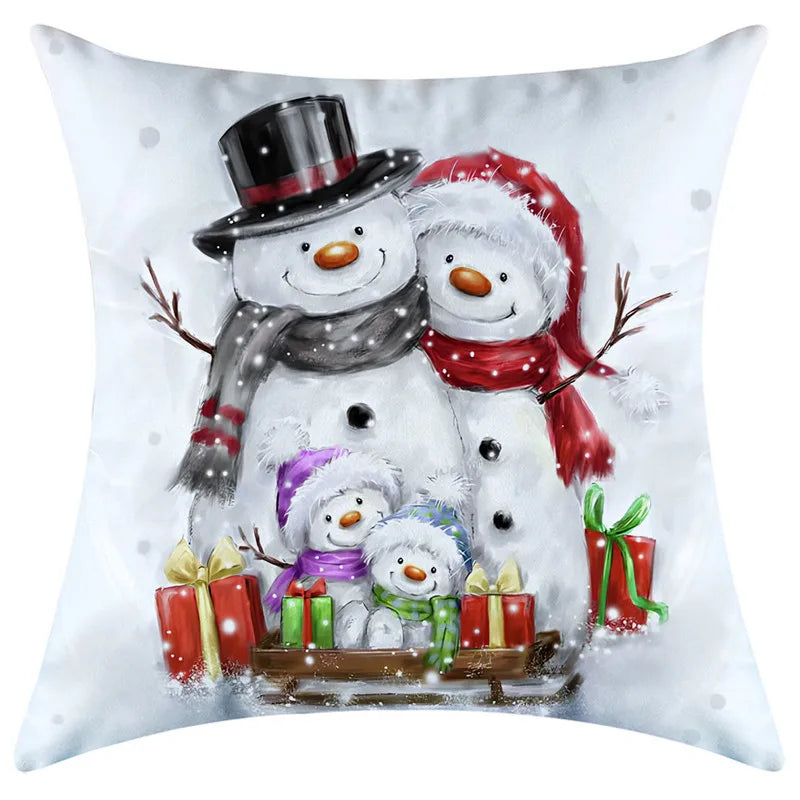 DecorBites™ Christmas Pillowcase Deer Santa Tree Bear Print Cushion Cover