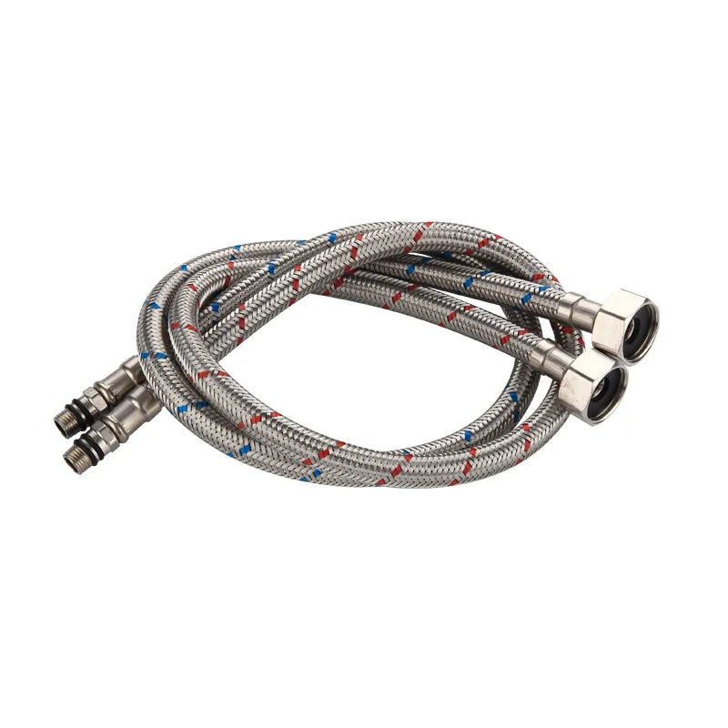 DecorBites™ 60cm Stainless Steel Flexible Plumbing Pipes for Cold Hot Mixer Faucet Water Supply