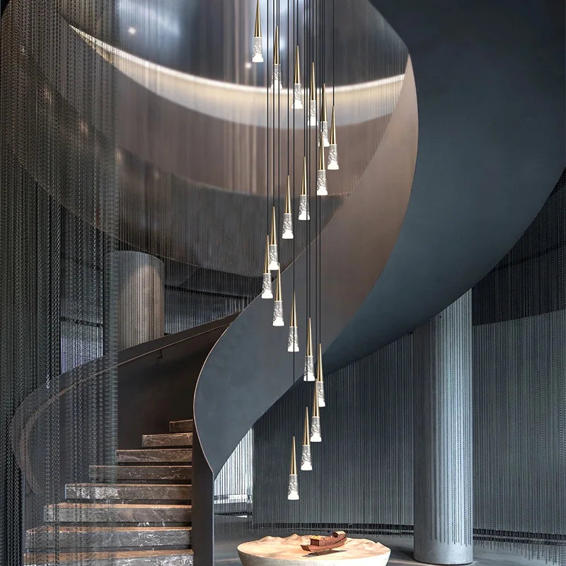 DecorBites™ LED Nordic Staircase Chandelier Golden Black Indoor Lighting