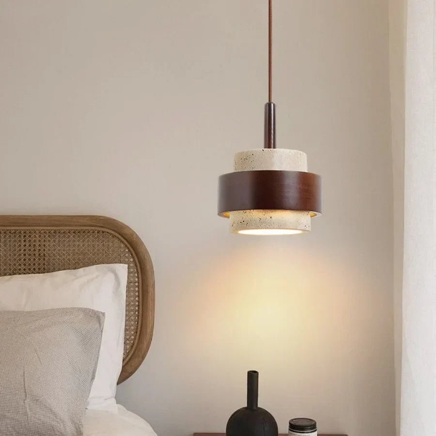 DecorBites™ LED Wood Pendant Light Fixture Wabi Sabi Hang Lamp for Living Room