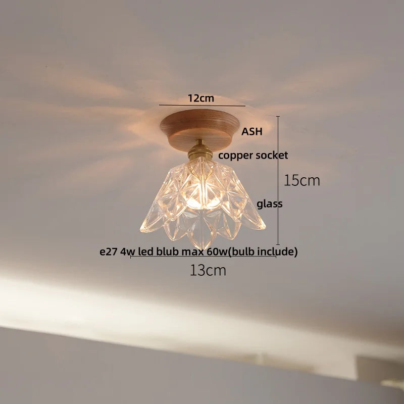 DecorBites™ Lotus Glass LED Ceiling Light with Copper Base - Modern Nordic Design