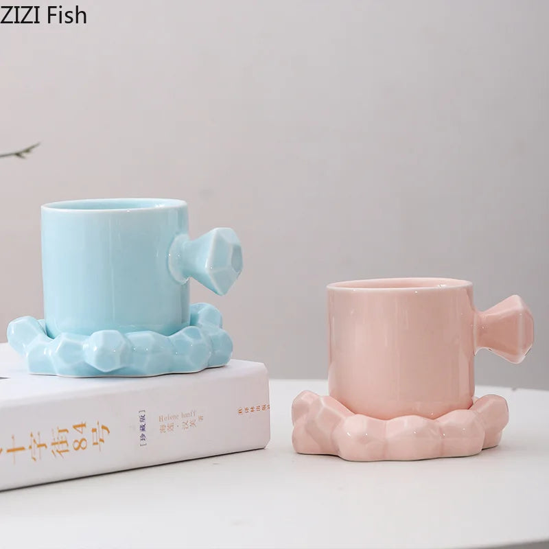 DecorBites™ Bowknot Decor Porcelain Cup & Saucer Set - Elegant Coffee Mug for Dining Table