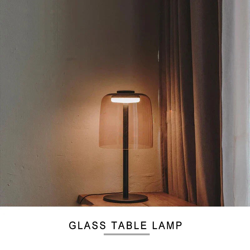 DecorBites™ Glass Table Lamp - Nordic Style Nightstand Lamp, Adjustable Brightness, Minimalist Design