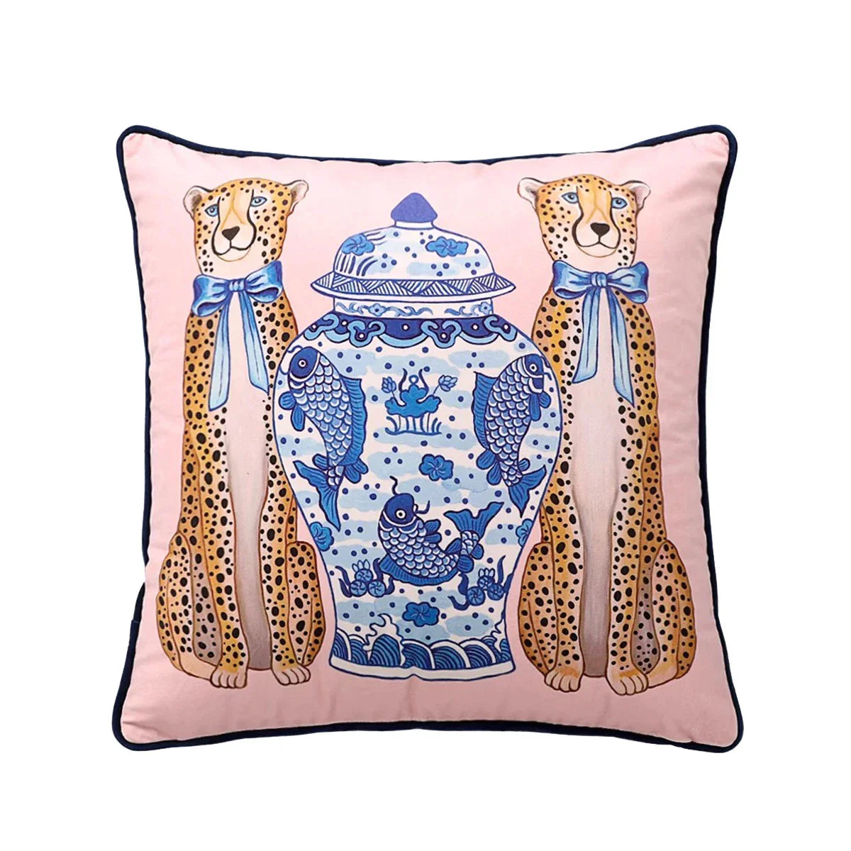 DecorBites™ Handmade Lumbar Pillow Case Lion Dog Floral Decorative Cover