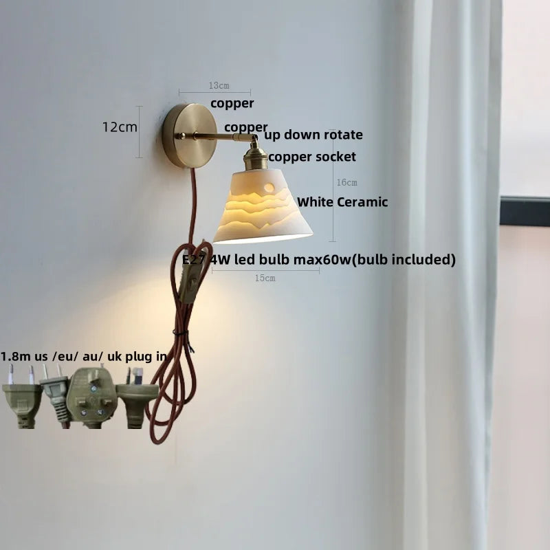 DecorBites™ Ceramic LED Wall Sconce Up Down Rotate Pull Chain Mirror Light