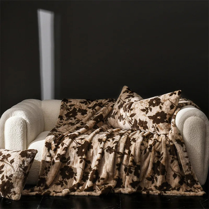 DecorBites™ Cosy Faux Rabbit Plush Blanket in Milk Velvet for Single Sofa Decoration & Napping