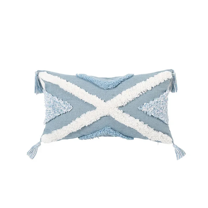 DecorBites™ Blue Geometric Tufted Long Waist Pillowcase Set, 30x100cm