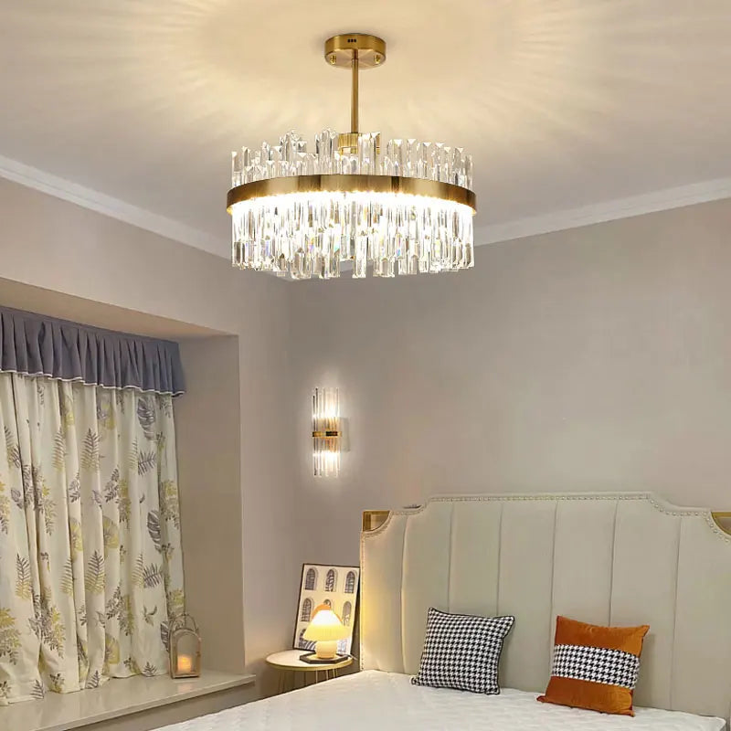 DecorBites™ Crystal Ceiling Chandelier: Nordic Light Luxury Round Villa Pendant for Living & Dining Rooms