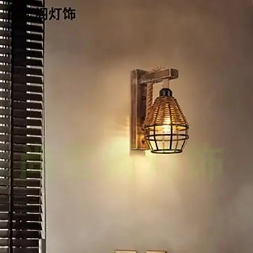 DecorBites™ Bamboo Wicker Wall Lamp E27 Chandeliers Hand-Woven Room Decor Light Fixtures