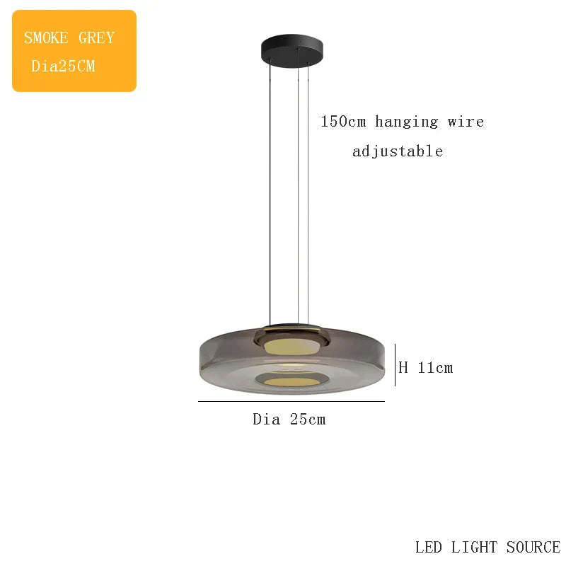 DecorBites™ Glass Plate Ceiling Pendant Lights LED Fixture