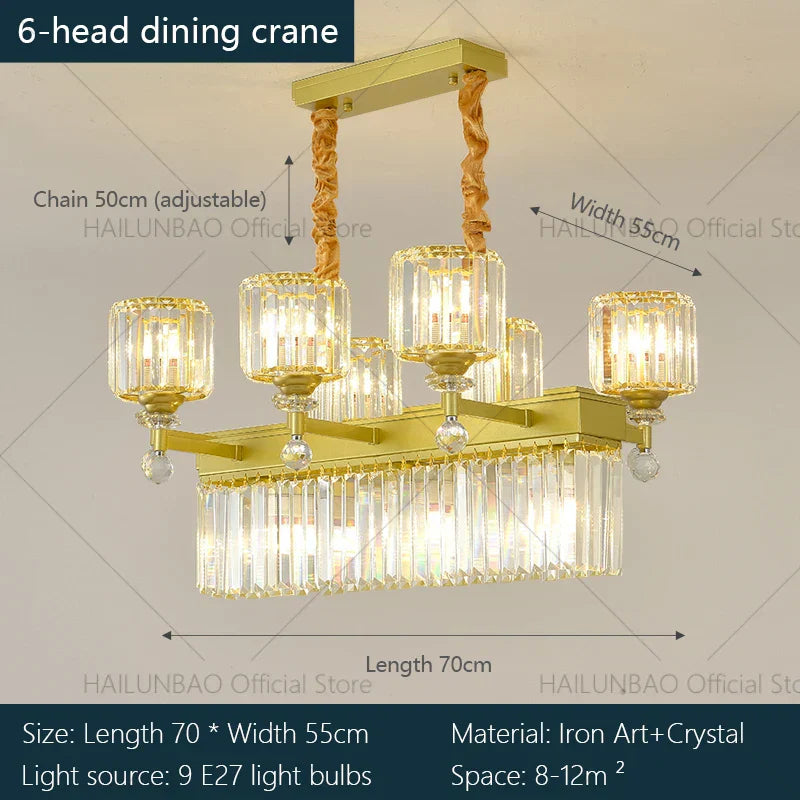 DecorBites™ Crystal Chandelier: Elegant Light Luxury Villa Bedroom Living Room Lamp