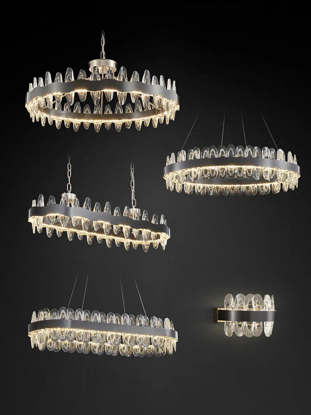 DecorBites™ Crystal LED Chandelier: Luxury Living Room Pendant Light with Modern Design