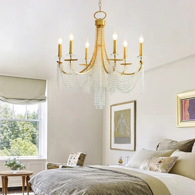DecorBites™ Crystal Candle Chandelier: Elegant Hanging Lamp for Villa, Dining Room, Bedroom, Living Room