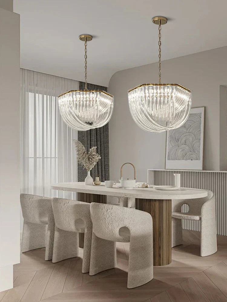 DecorBites™ Black Stainless Steel Crystal Glass Ceiling Chandelier - LED Dimmable Luxury Nordic Light