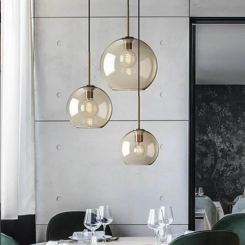 DecorBites™ Industrial Glass Pendant Light for Living Room Kitchen Chandeliers
