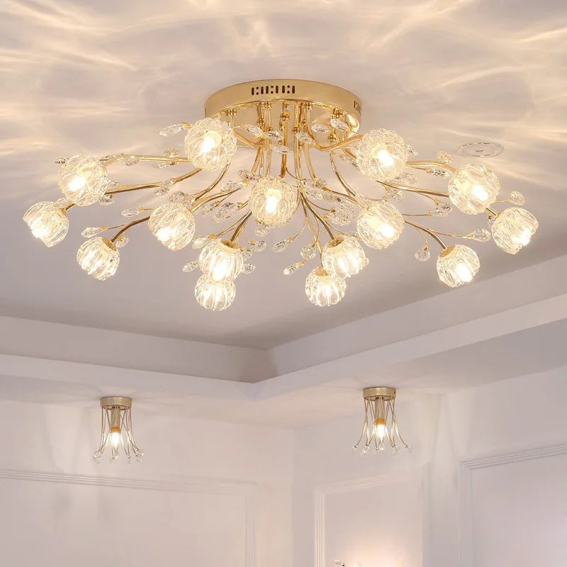 DecorBites™ Dendritic Crystal Ceiling Lamp: Nordic Luxury Glass Flower Chandelier for Bright Decor