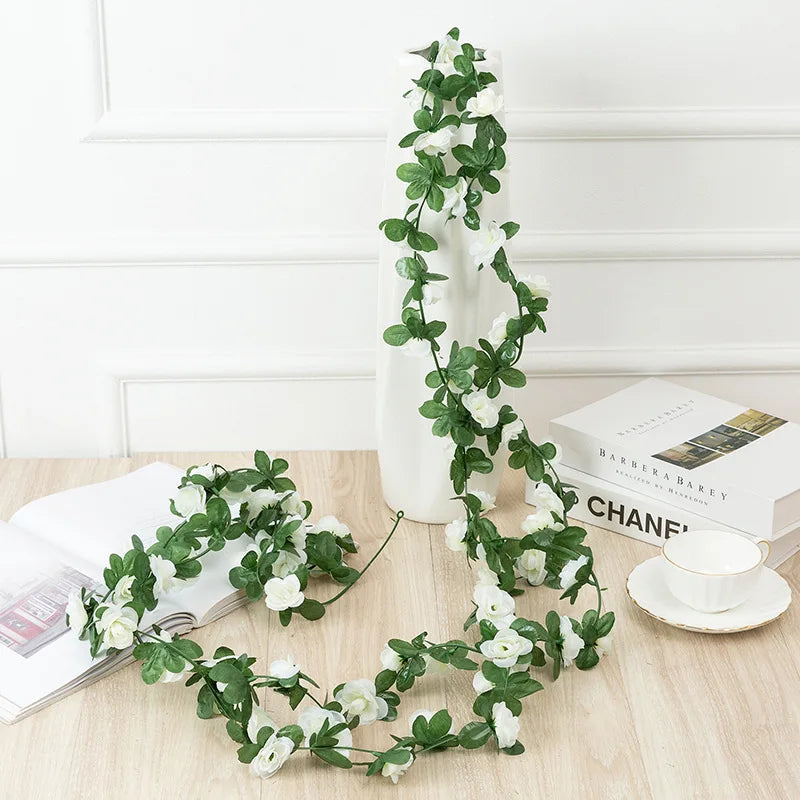 DecorBites™ 250cm Rose Flowers Vine Garland Autumn Cane Backdrop Decor