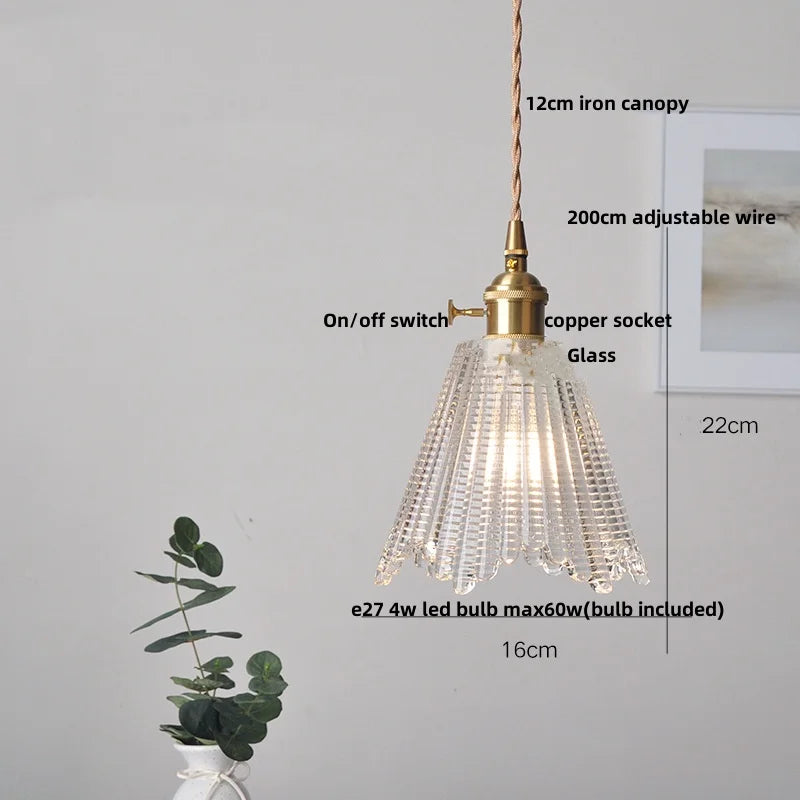 DecorBites™ Clear Glass LED Pendant Bar Kitchen Nordic Copper Dining Room Suspension