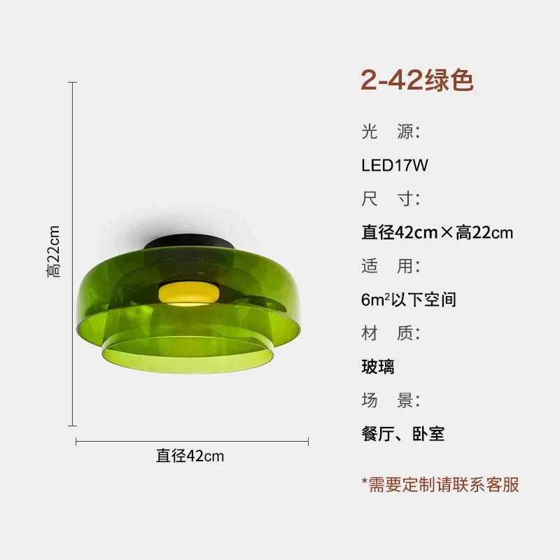 DecorBites™ Glass LED Ceiling Light in Amber/Gray/Green - Modern Indoor Lighting for Various Spaces