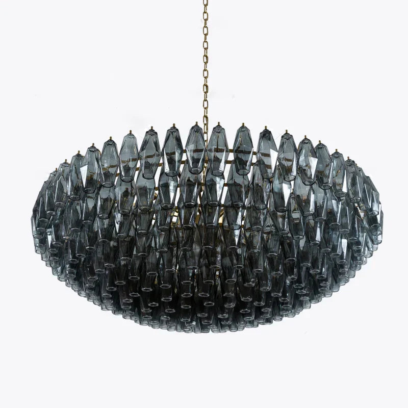 DecorBites™ Gray Glass Chandelier | Luxury Purple Light Fixture