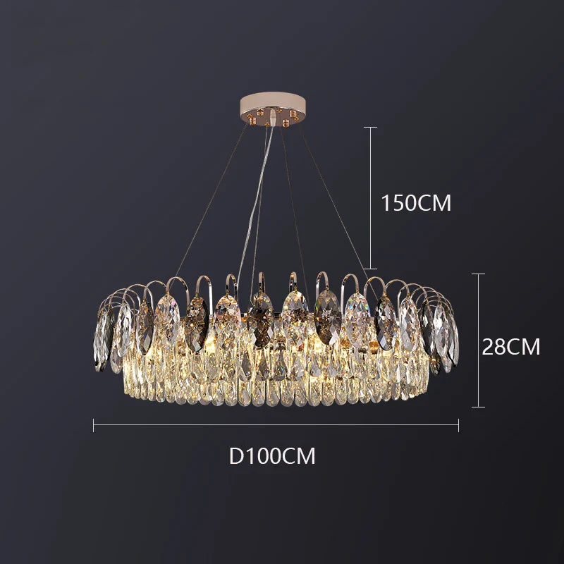 DecorBites™ Crystal Chandelier Pendant Light for Living Room Bedroom Ceiling - Indoor Luxury Lighting