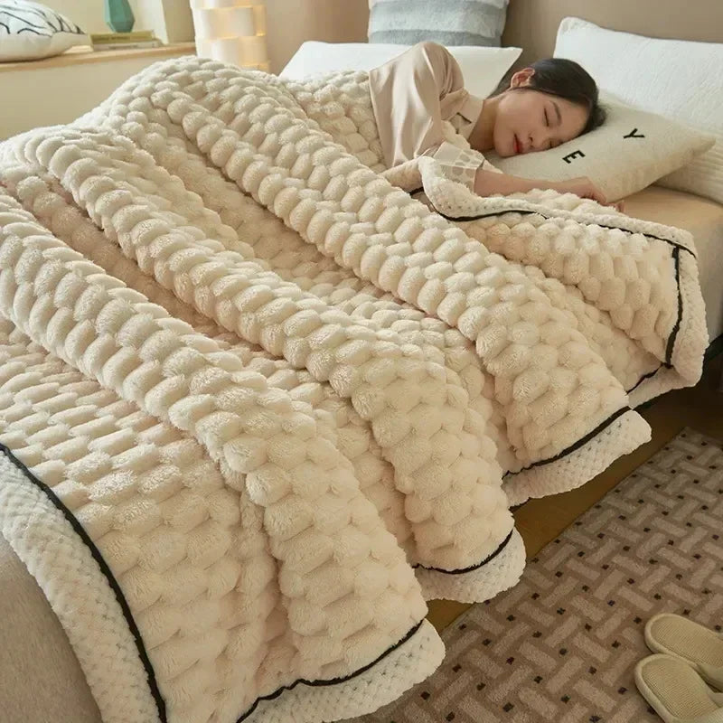 DecorBites™ Cozy Flannel Fleece Blanket for Warm Autumn Winter Sleep
