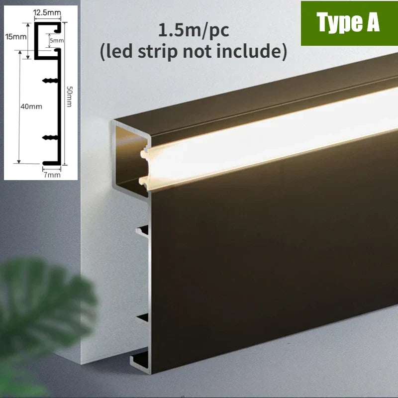 DecorBites™ 5cm LED Aluminium Profile Baseboard for Surface Mounted Linear Lighting