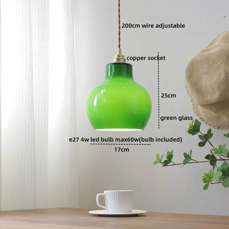 DecorBites™ Amber Glass LED Pendant Light - Nordic Modern Copper Suspension Luminaire for Home